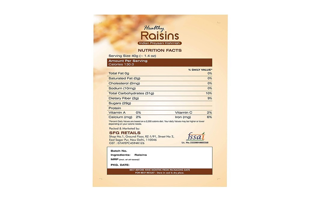 Preyaani Healthy Raisins    Pack  500 grams